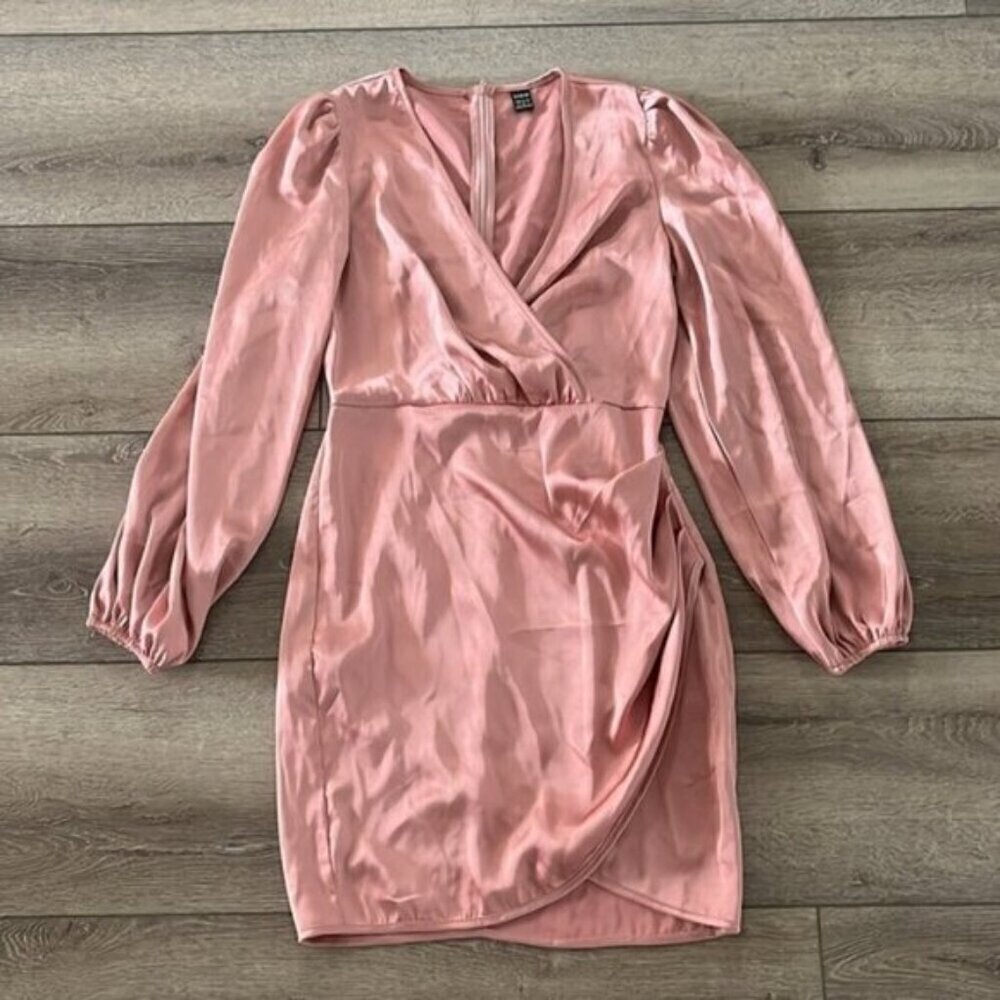 Shein pinksatin wrap dress size S - Picture 2 of 4